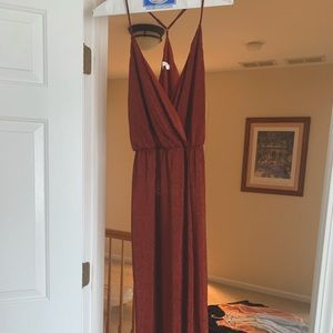 Long maroon dress, size medium from Lush.